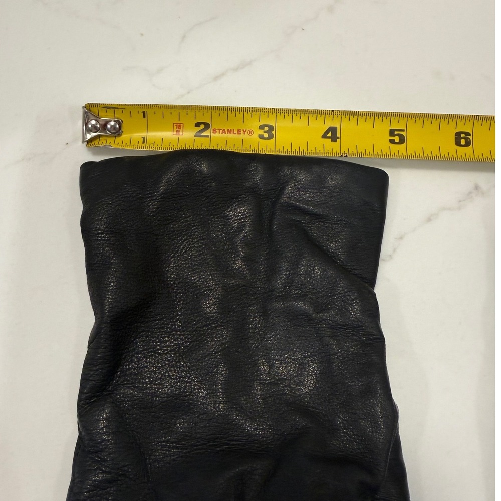 Fownes Black Genuine Leather Gloves 100% Cashmere Lined Size 8.5 Women Winter - Picture 5 of 6